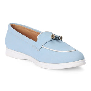Blue Round-Toe Durable Loafers