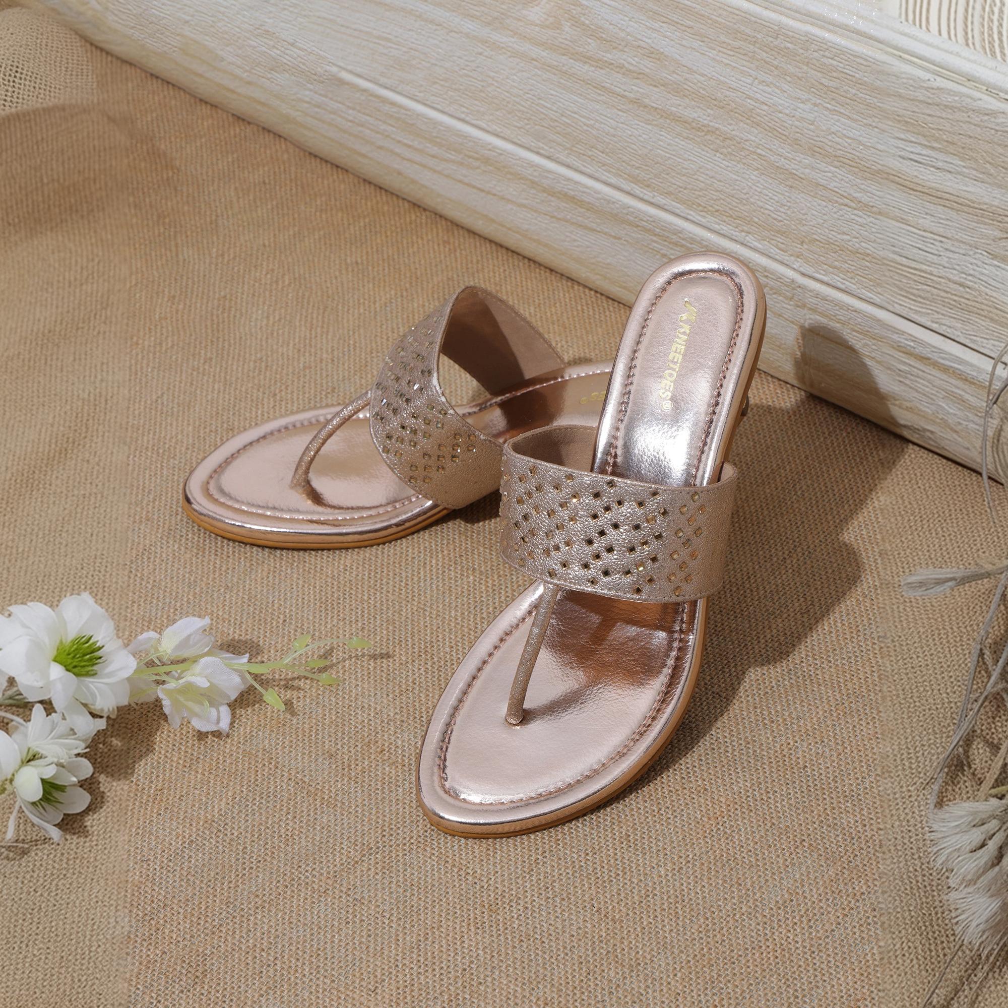 Gemglow Rose Gold Kitten Sandals