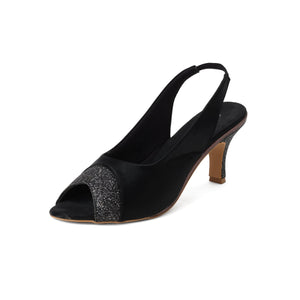 Black Color-Block Party Kitten Heels