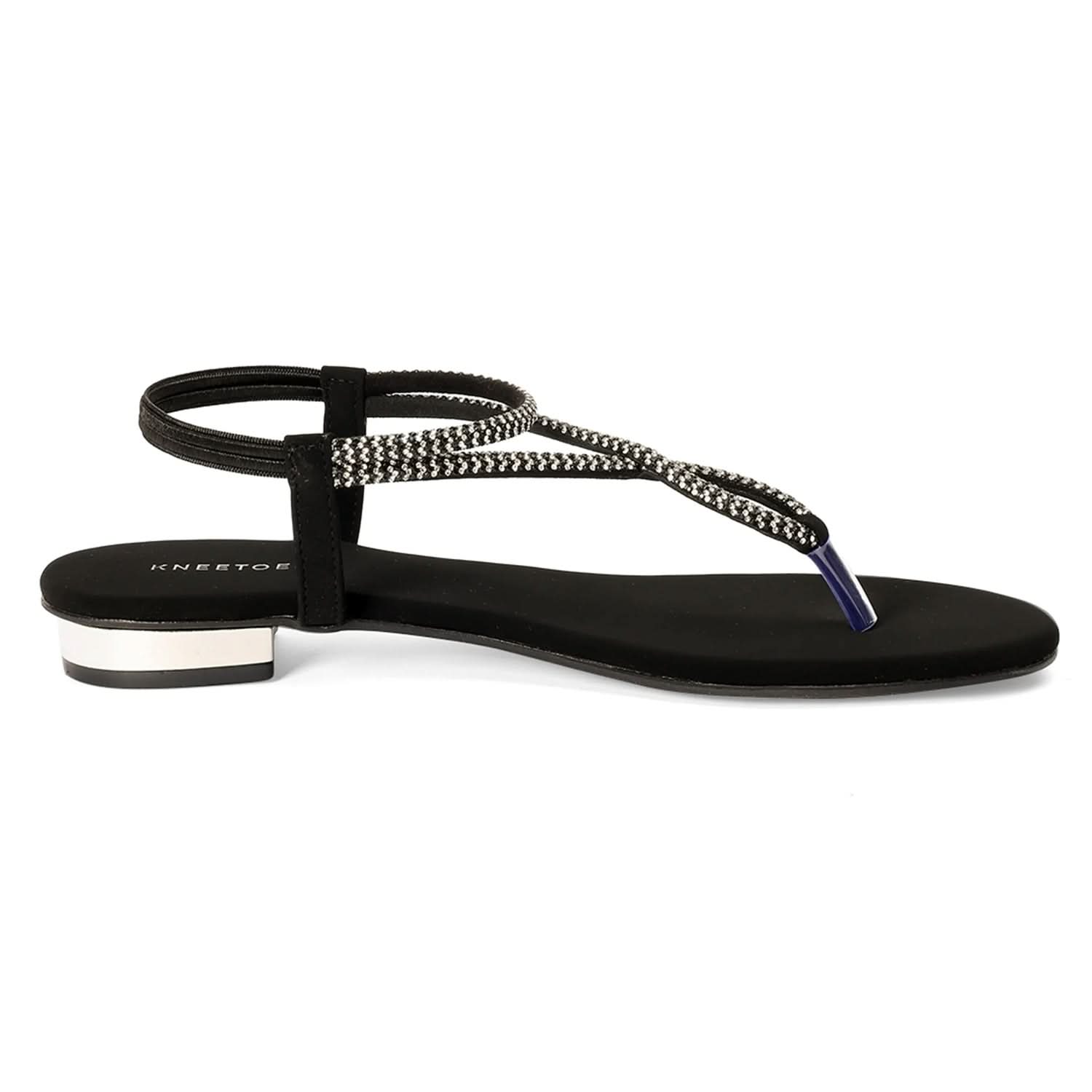 Elara - Black Thong Sandals
