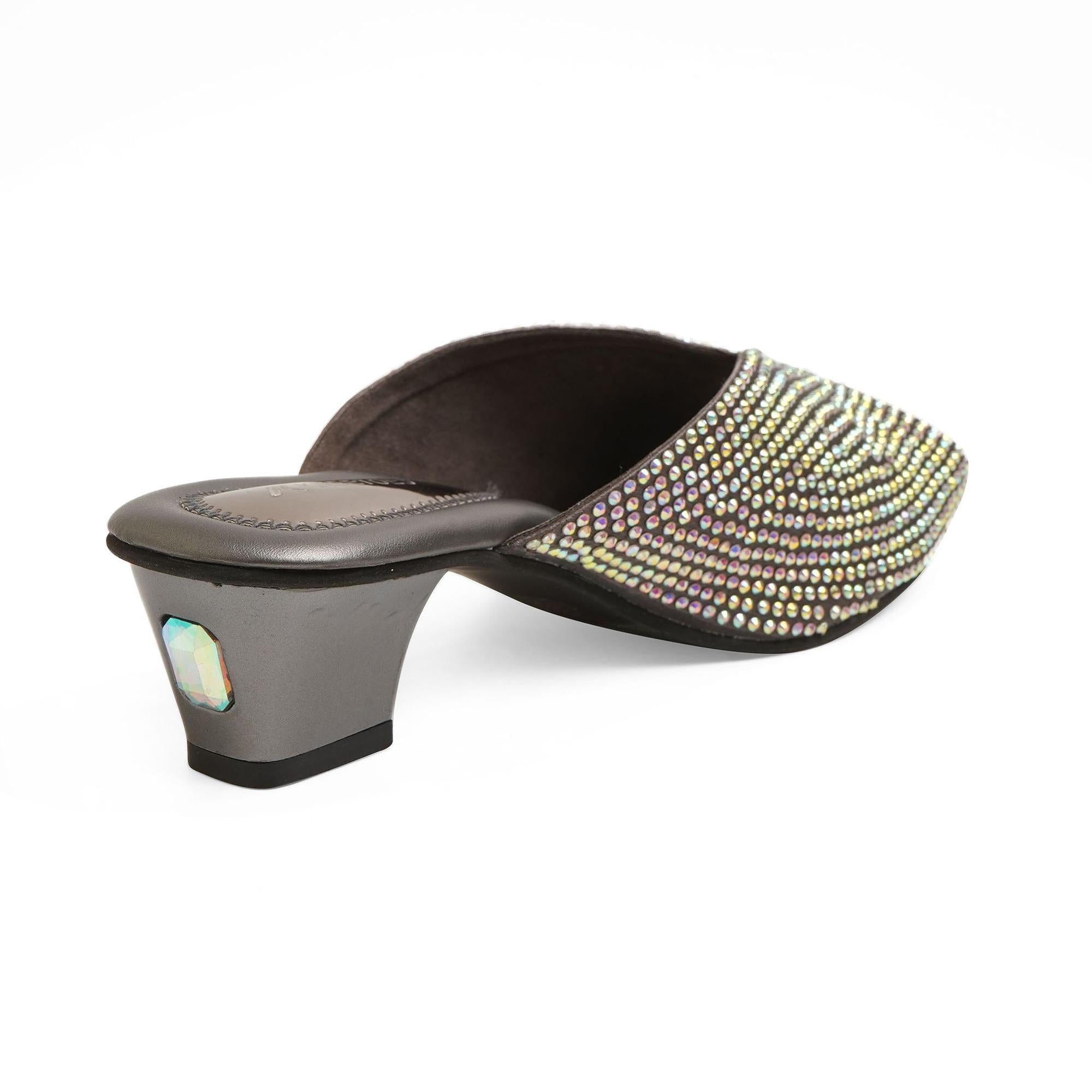 Crystalshine Charcoal Grey Block Sandals