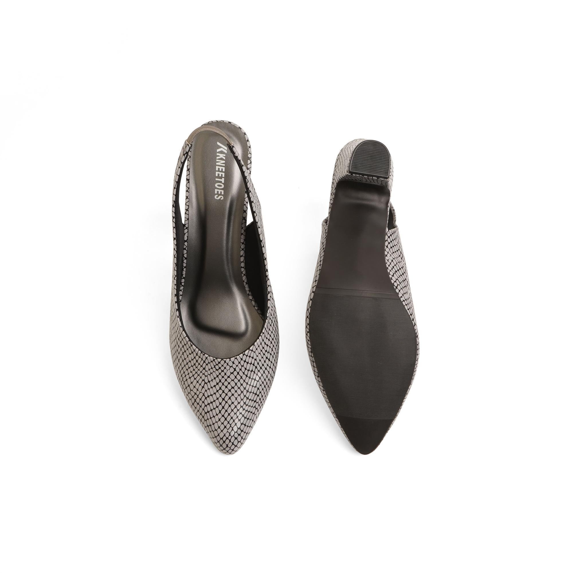 Bold Grey Reptile Block Heel Sandals