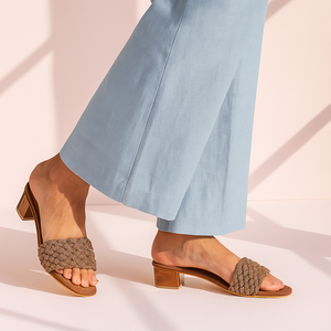 Antique Bronze Embellished Block Heel Slip-Ons