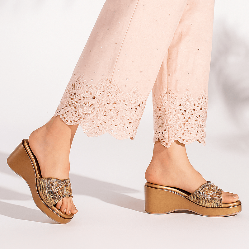 Zari - Bronze Wedge Sandals