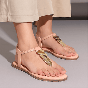 Blush Nude Metallic Disc Flat Sandals