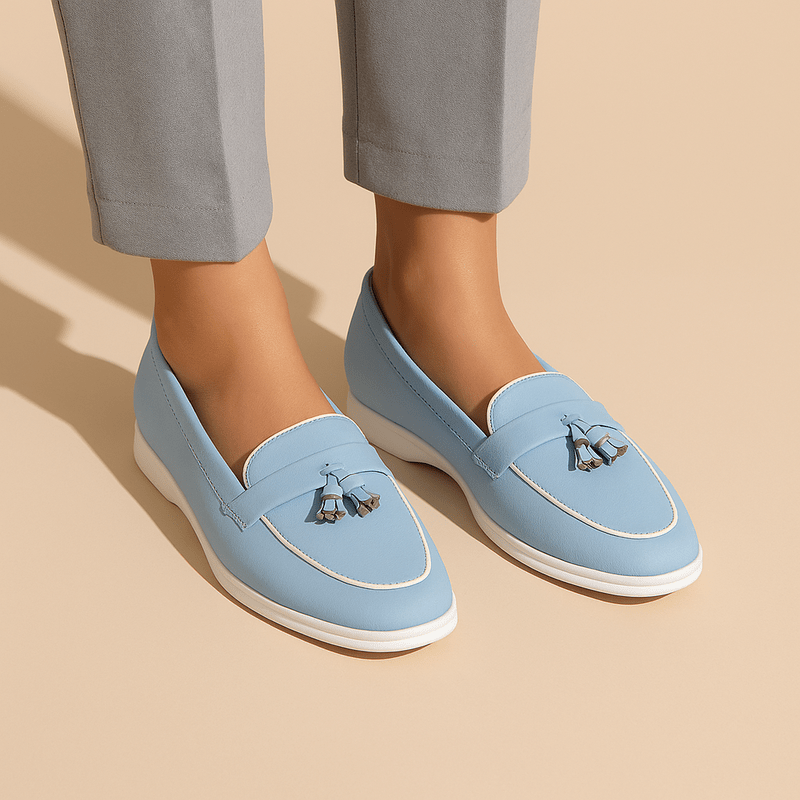 Blue Round-Toe Durable Loafers
