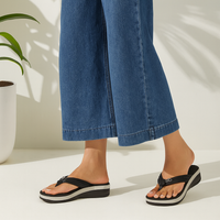 Elara - Black Thong Wedges
