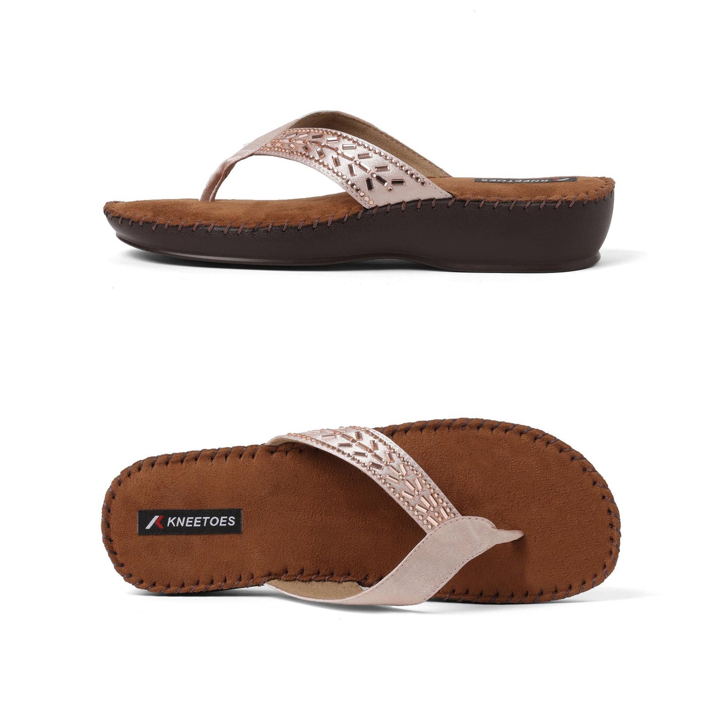 Gemglow Rose Gold Thong Sandals