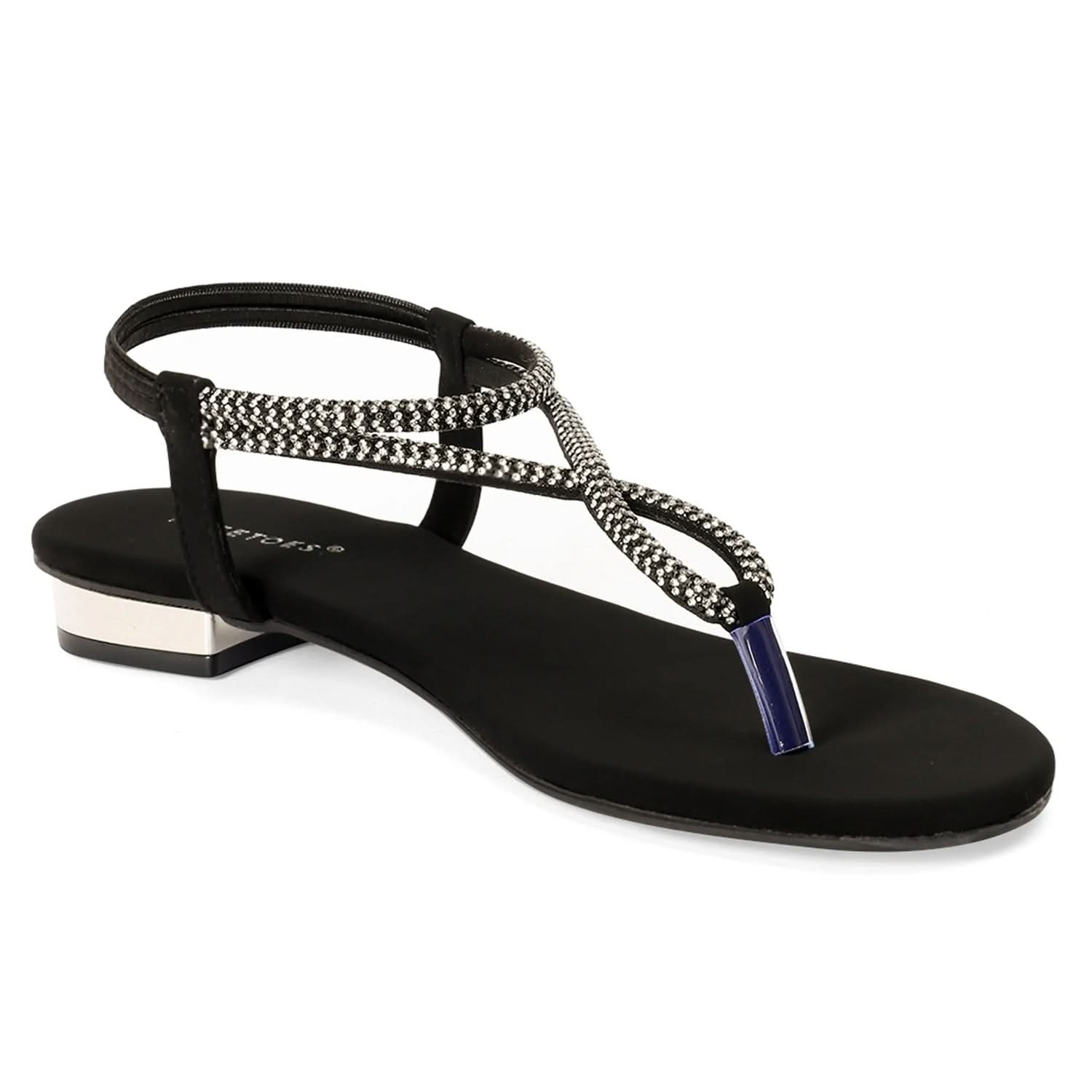 Elara - Black Thong Sandals