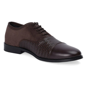 Textured Panel Leather Oxford Shoes