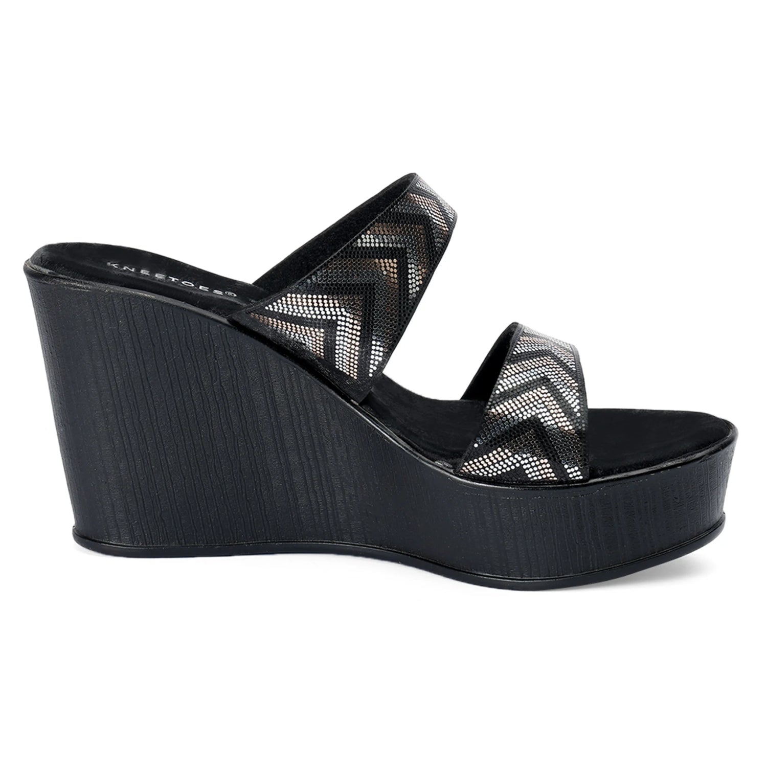 Stylish Black Wedge Heel Open-Toe Sandals