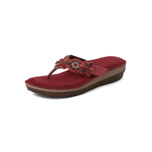 Bead Luxe Maroon Casual Sandals