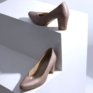 Metallic Shine Block Heel Pumps