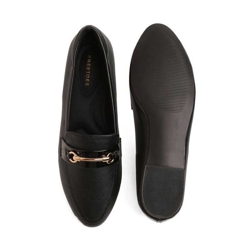 Chained Black Block Heel Loafers