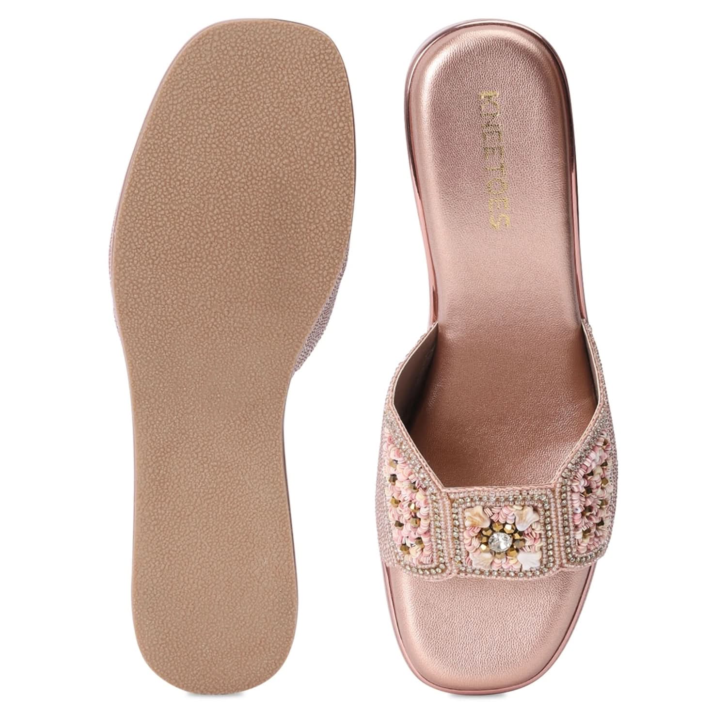 Rose-Gold Wedge Heel Sandals