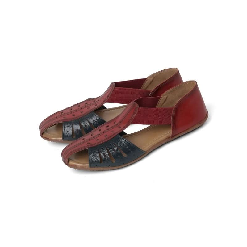 Two-tone Red Laser-cut Sandals