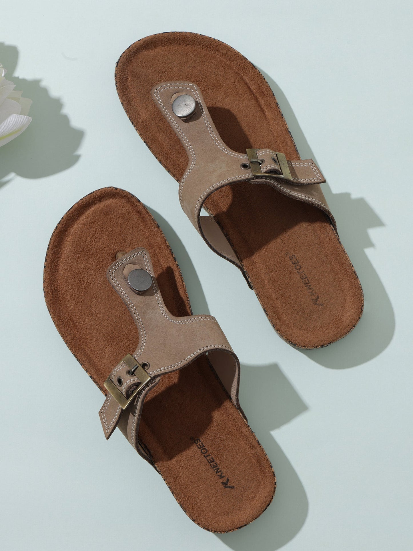 Beige Genuine Leather Sandal