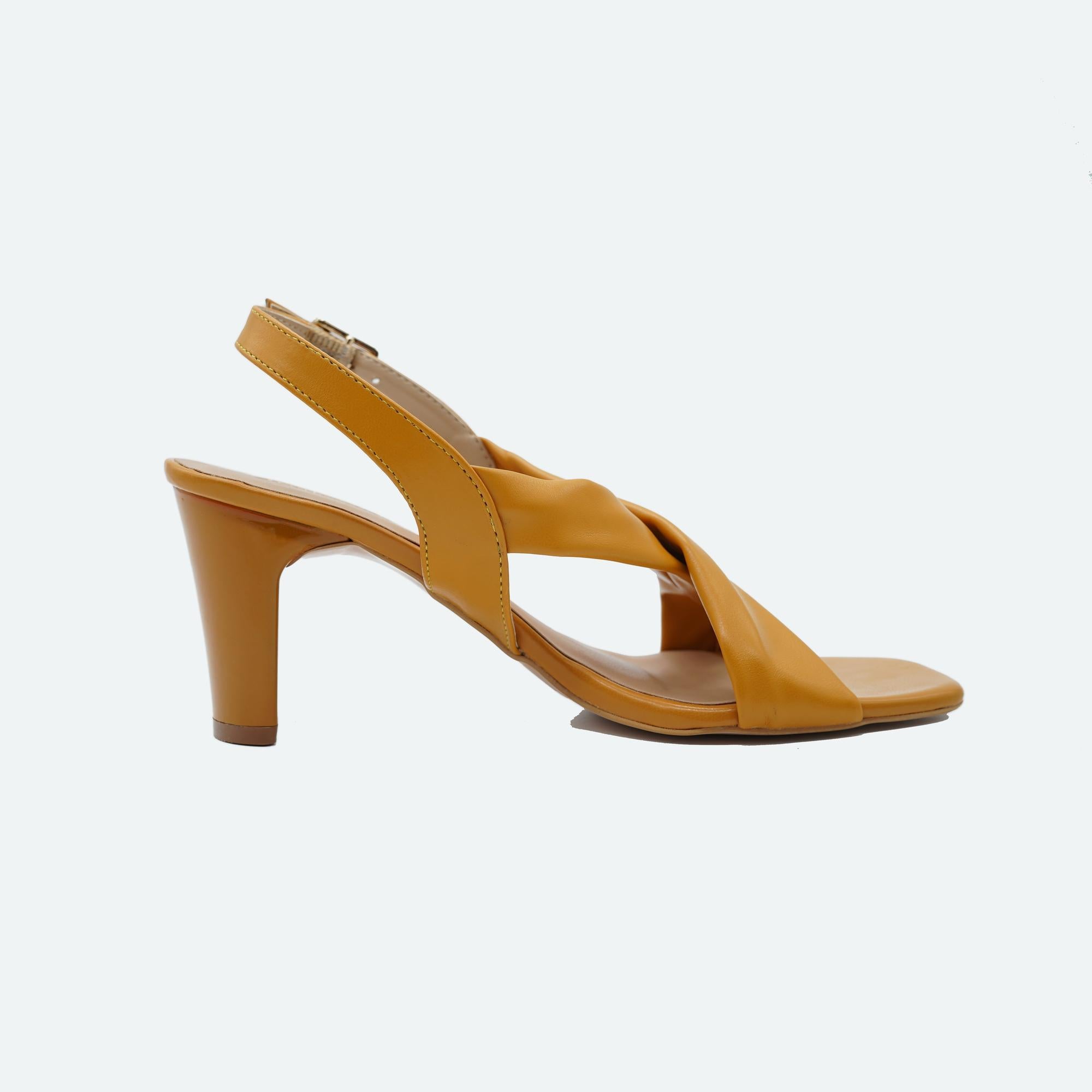 Mustard Solid Criss-Cross Kitten Sandals