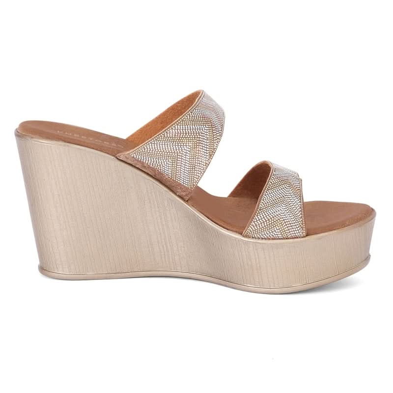 Nude Brown Luxe Zig-Zag Pattern Wedge Sandals