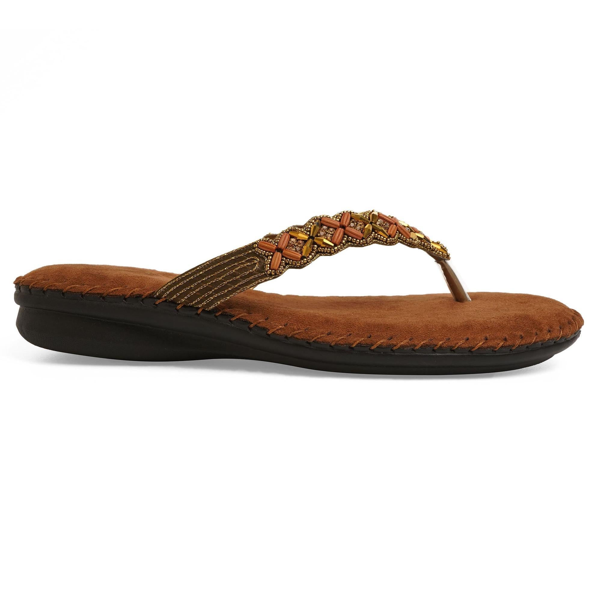 Gold Bead Luxe Thong Sandals