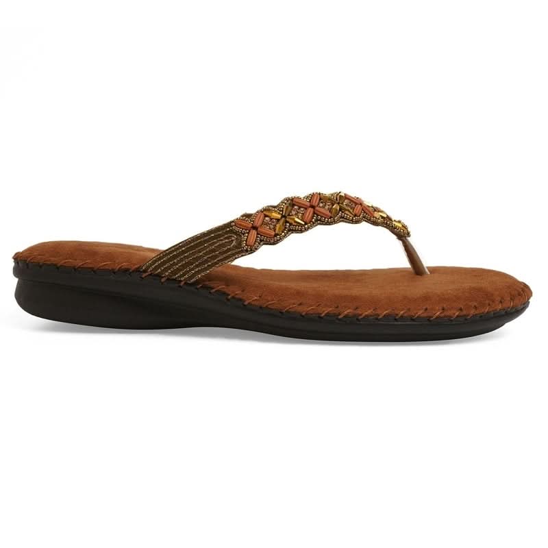 Gold Bead Luxe Thong Sandals