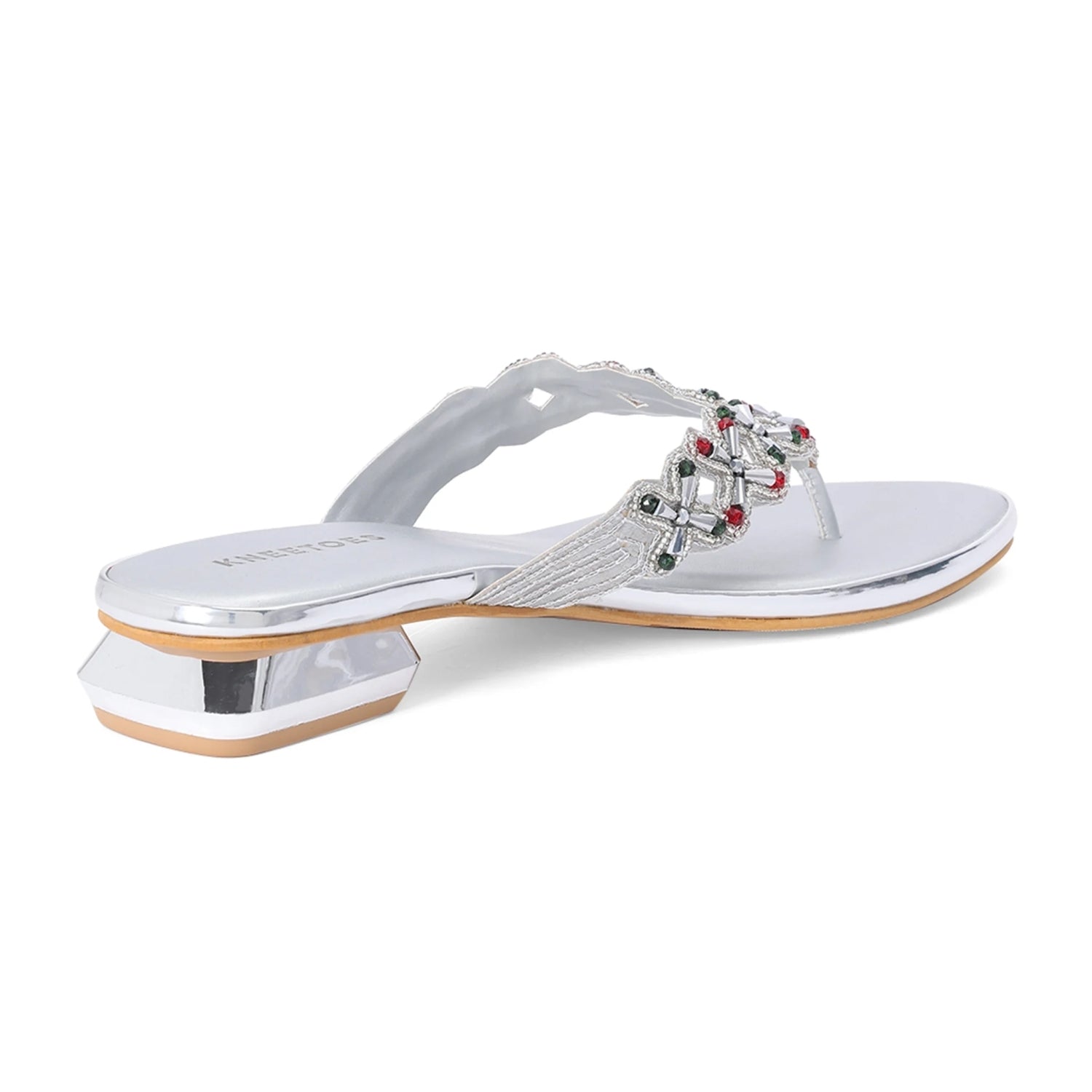 Embellished Silver Stylish Thong Sandals
