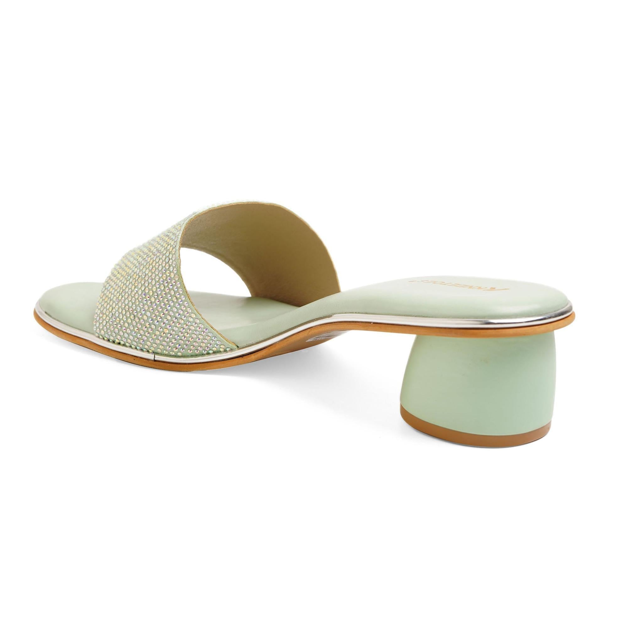 Mint Iridescent Cylindrical Heel Sandals