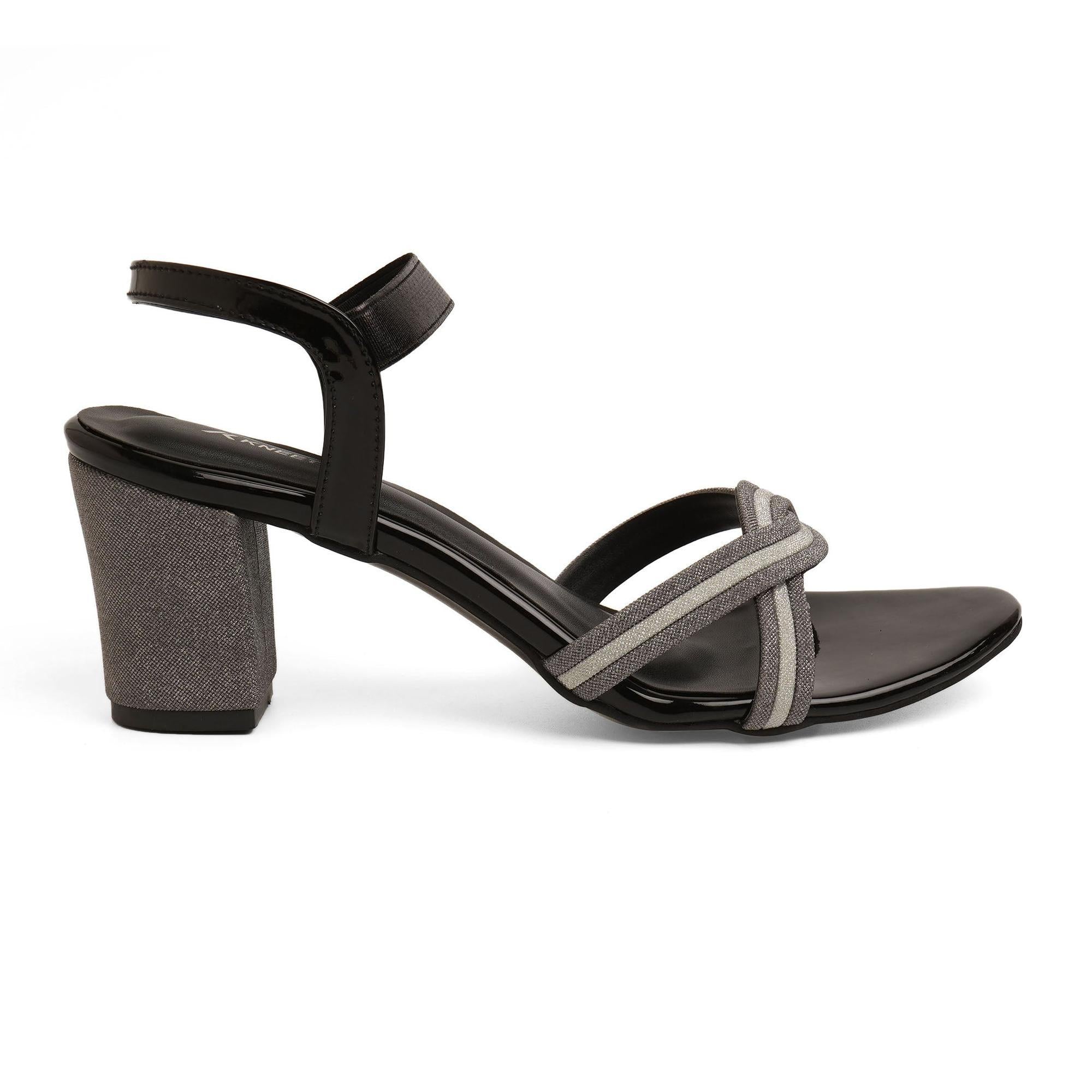 Shine Pop Black Criss-Cross Party Sandals