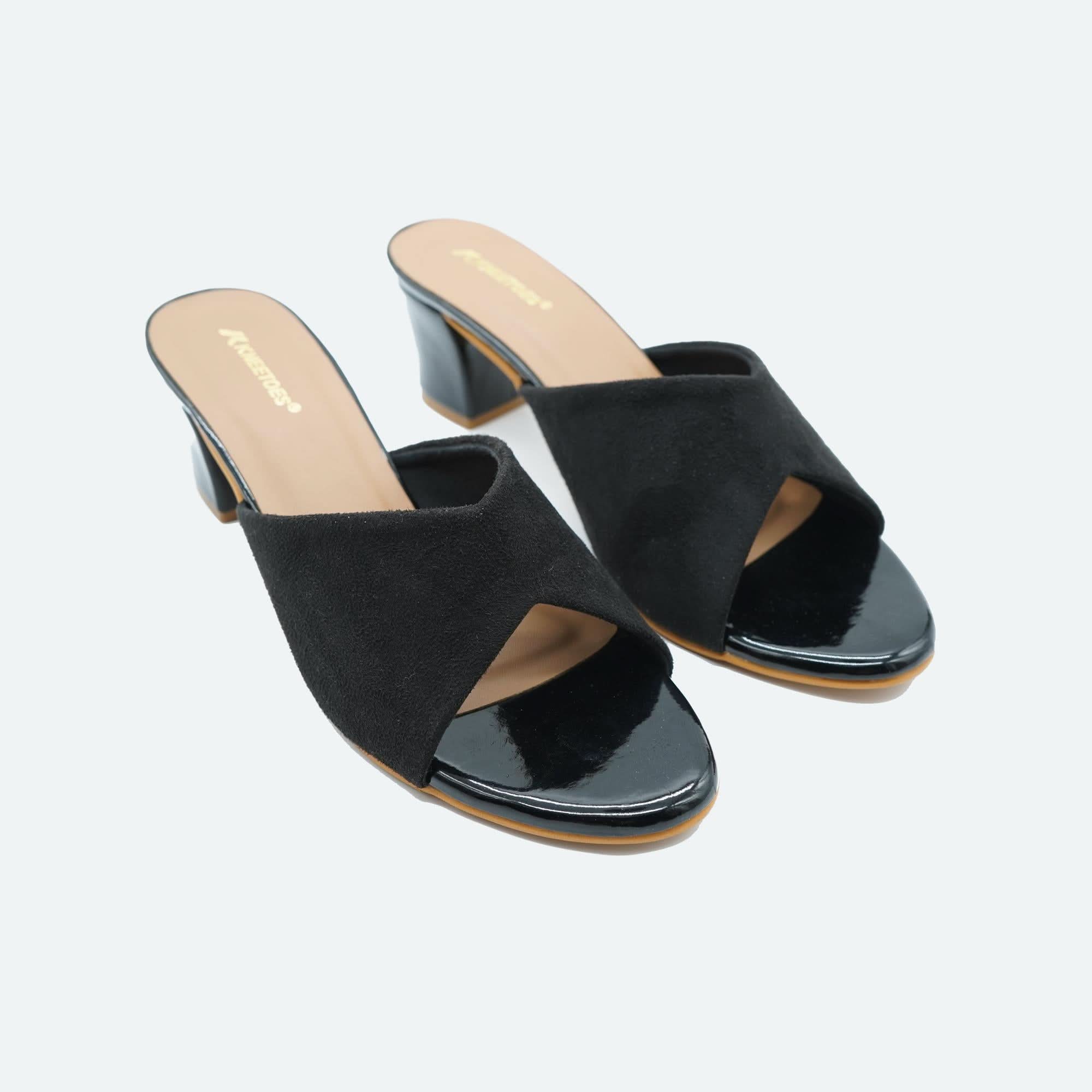 Matte Muse Black Block Heel Open-Toe Sandals