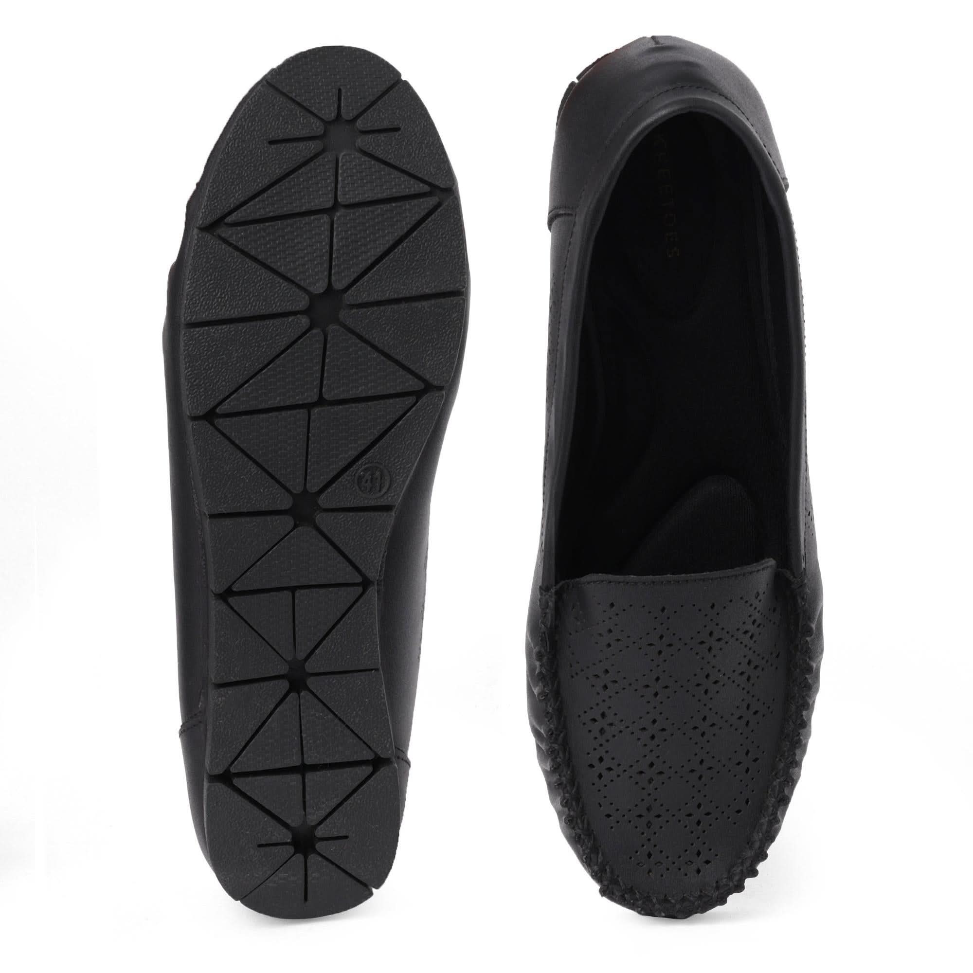 Classic Charm Black Cut-Work Loafers