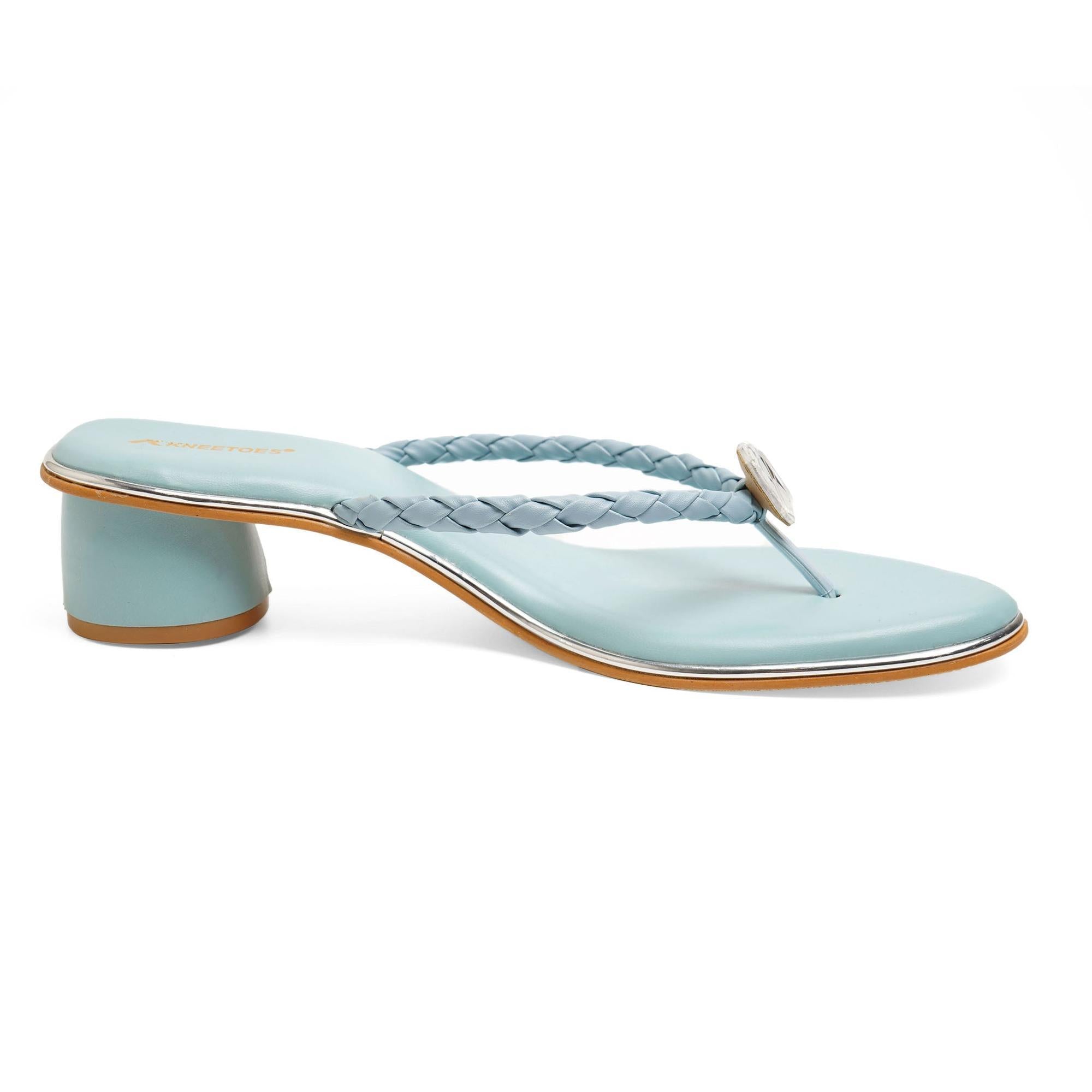 Sparkly Light-Blue Cylindrical Thong Sandals