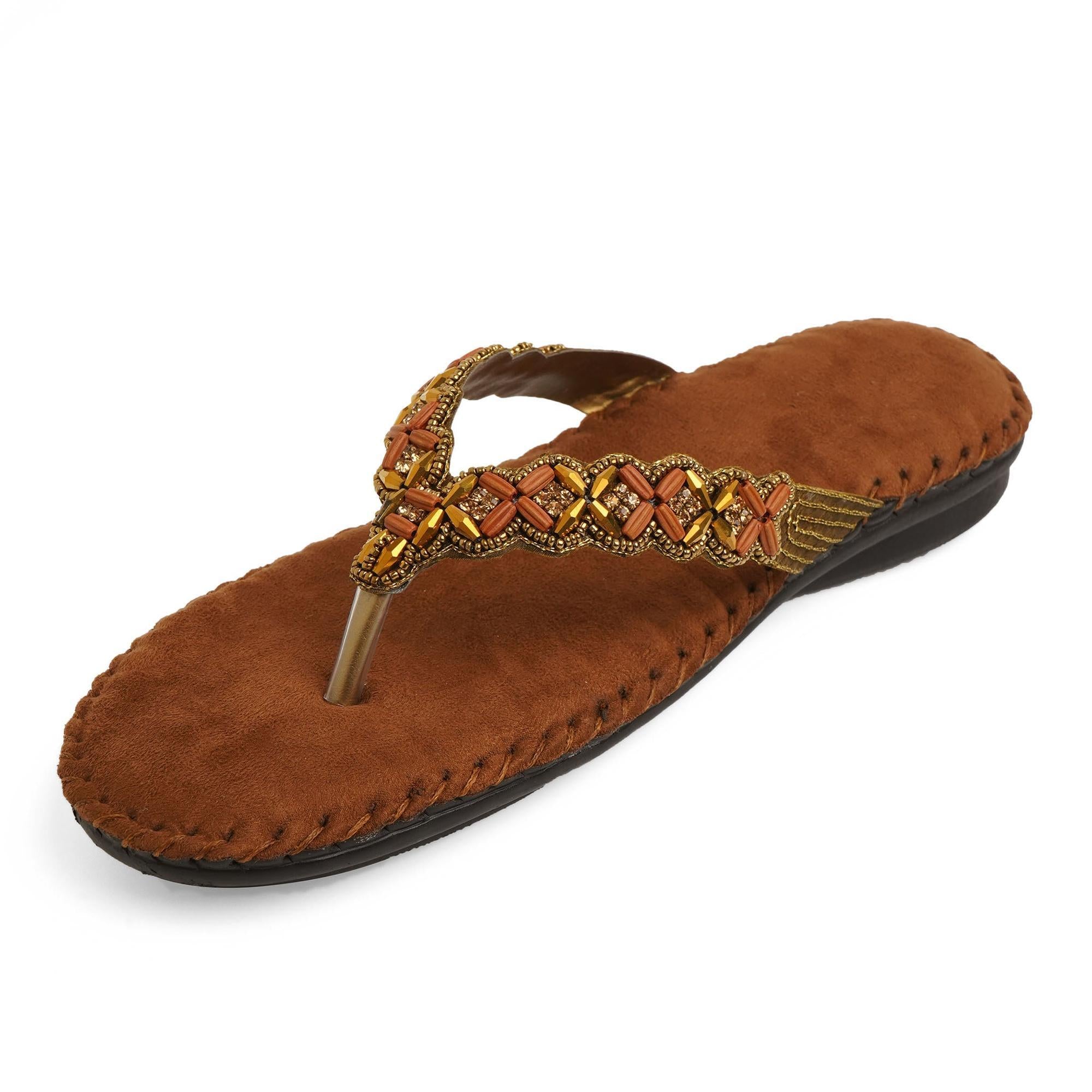 Gold Bead Luxe Thong Sandals