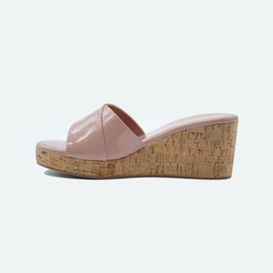 Spongy Peach Criss-Cross Wedge Sandals