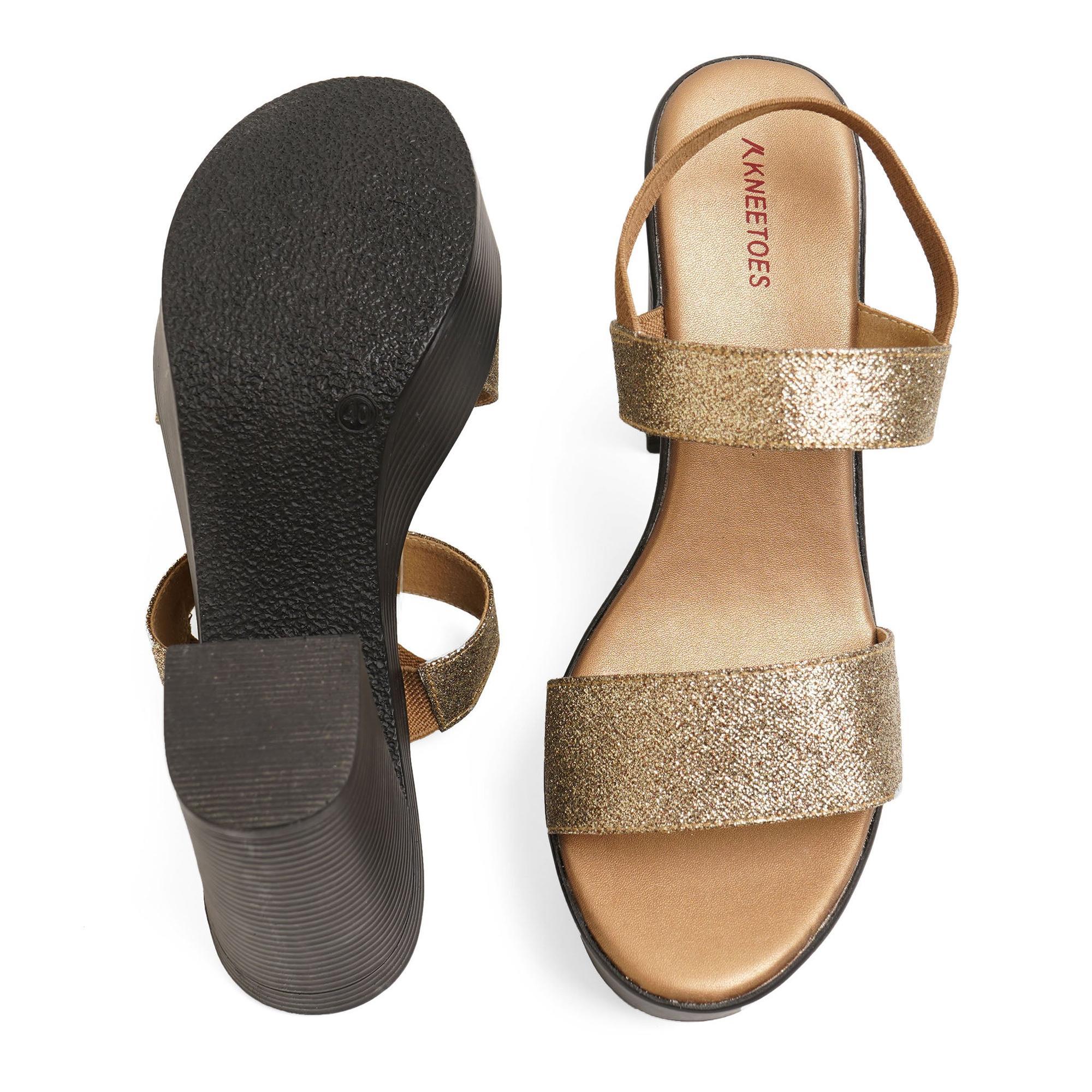 Lustrous Gold Stacked High Heels