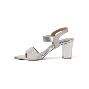 Glamorous Silver Block Heel Sandals