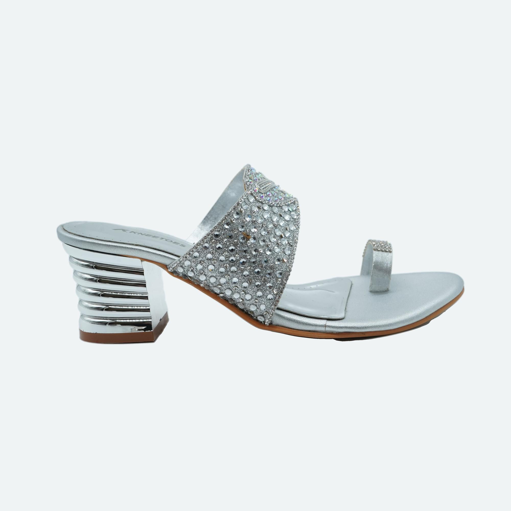 Shine Pop Silver Block Heels