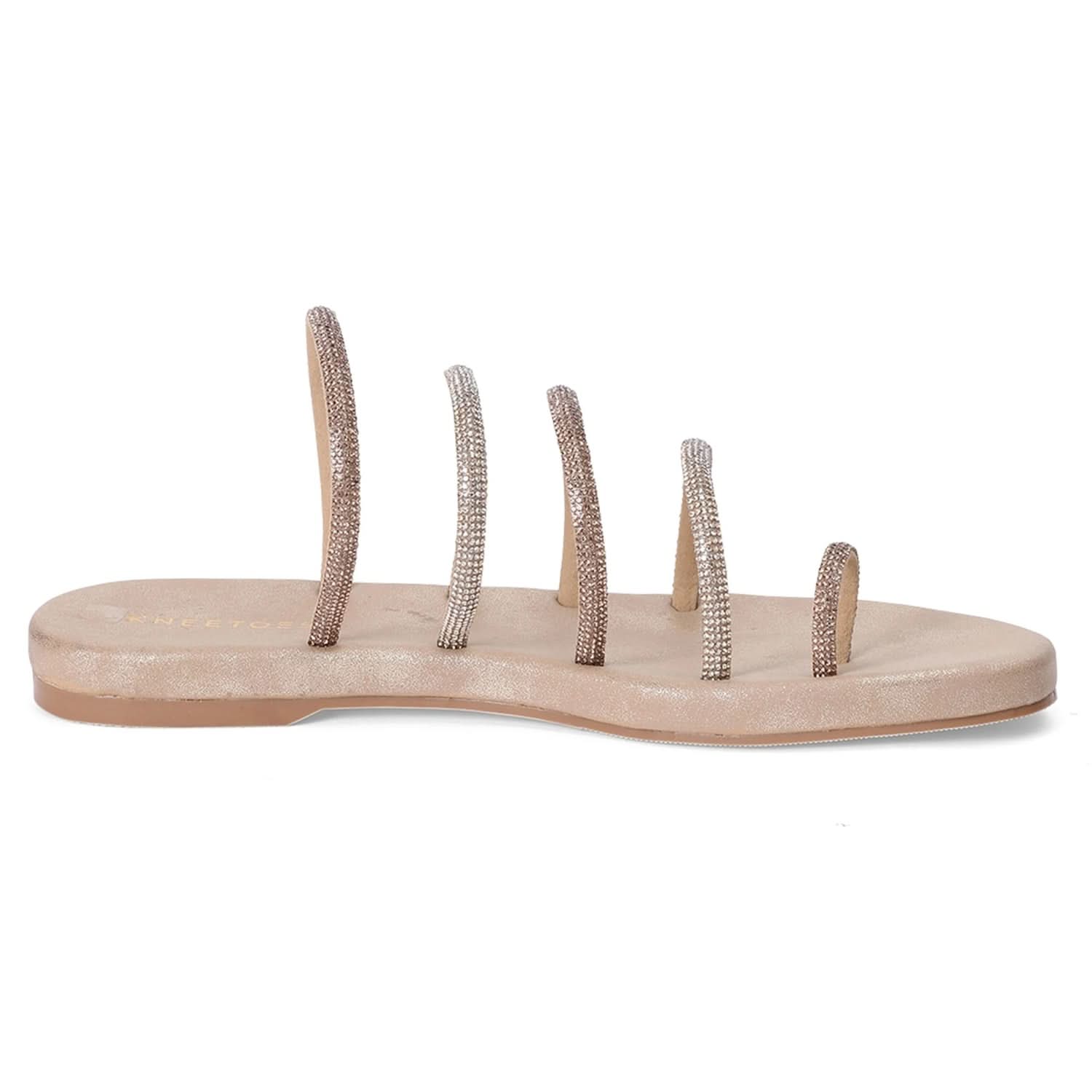 Nude Sparkle Multi-Strap Flats