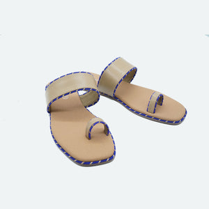 Tan Solid Trim One-Toe Sandals