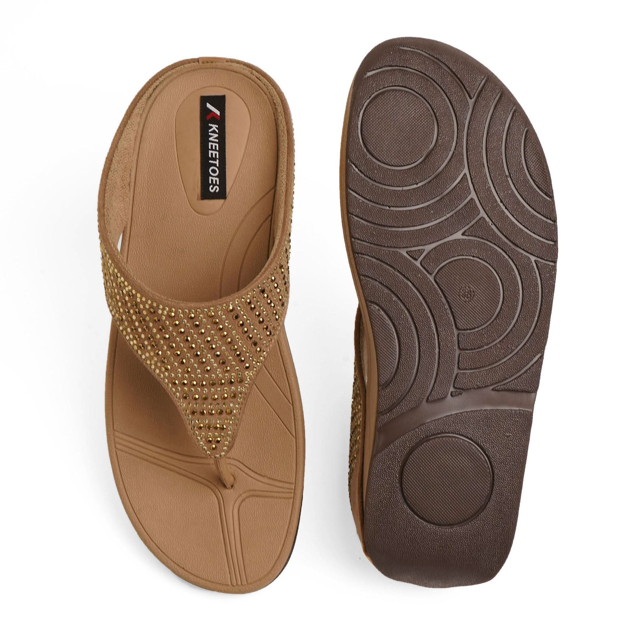 Beige Sparkly Studded Casual Thong Sandals