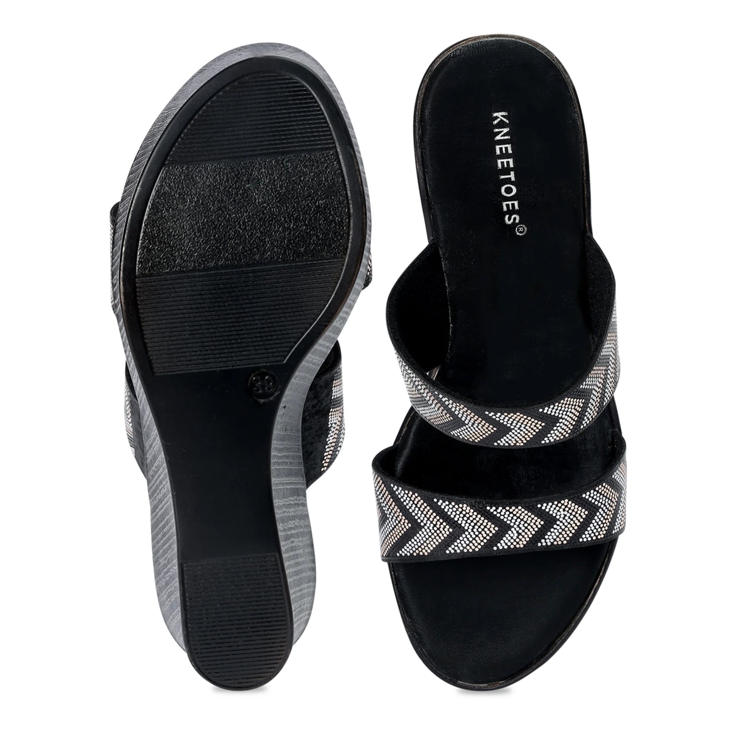 Stylish Black Wedge Heel Open-Toe Sandals