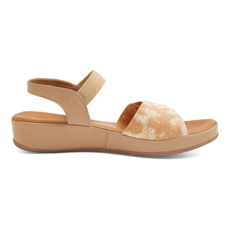 Bold Leather Reptile Tan Wedge Sandals