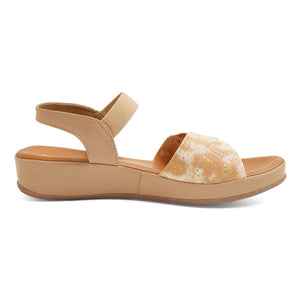 Bold Leather Reptile Tan Wedge Sandals