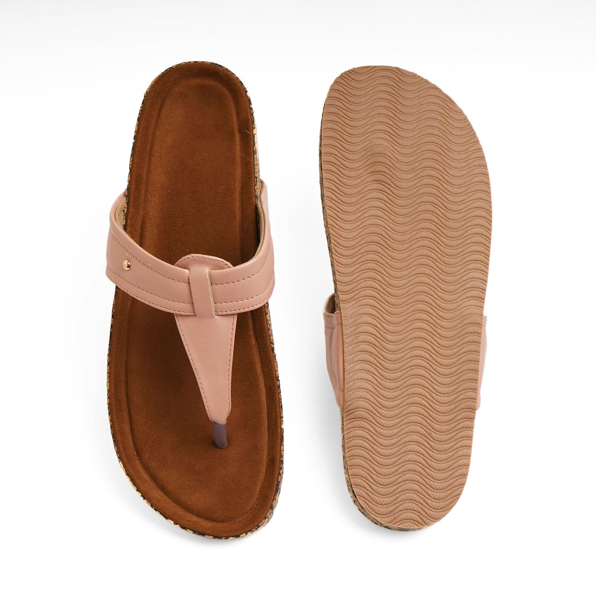 Soft Leather Blush Peach Casual Thong Sandals