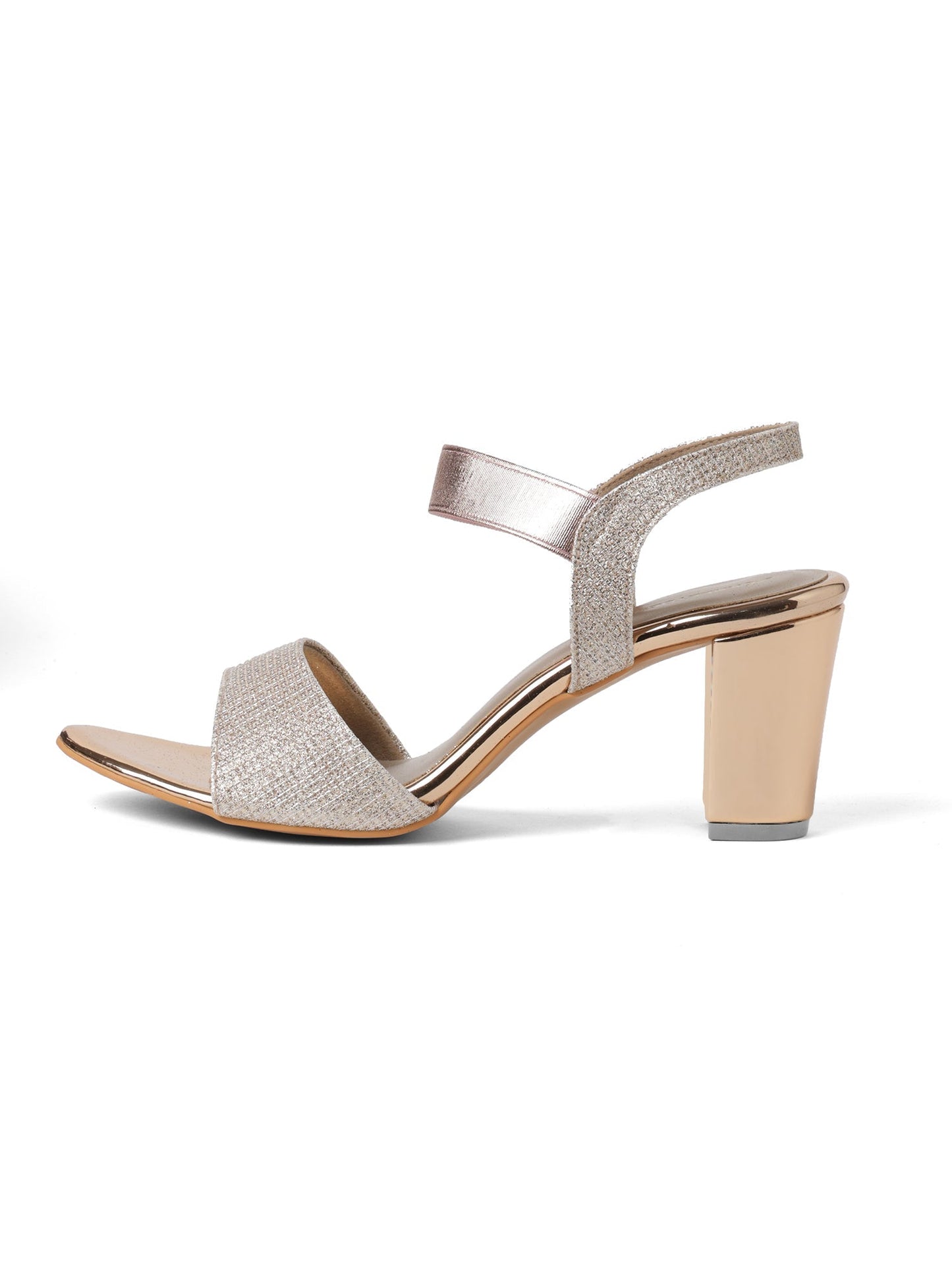 Elegant Rose Gold Glittery Heeled Sandal
