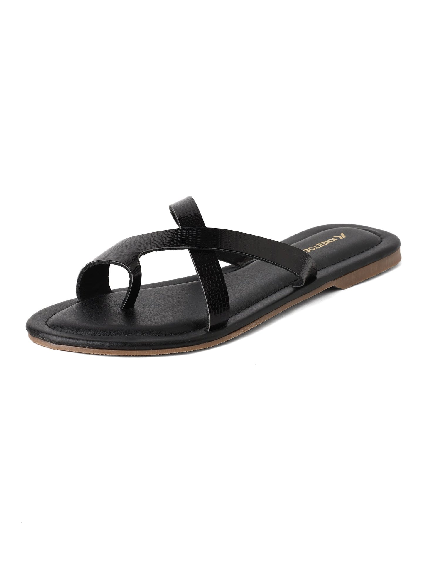 Sleek Black Cross Strap Flats