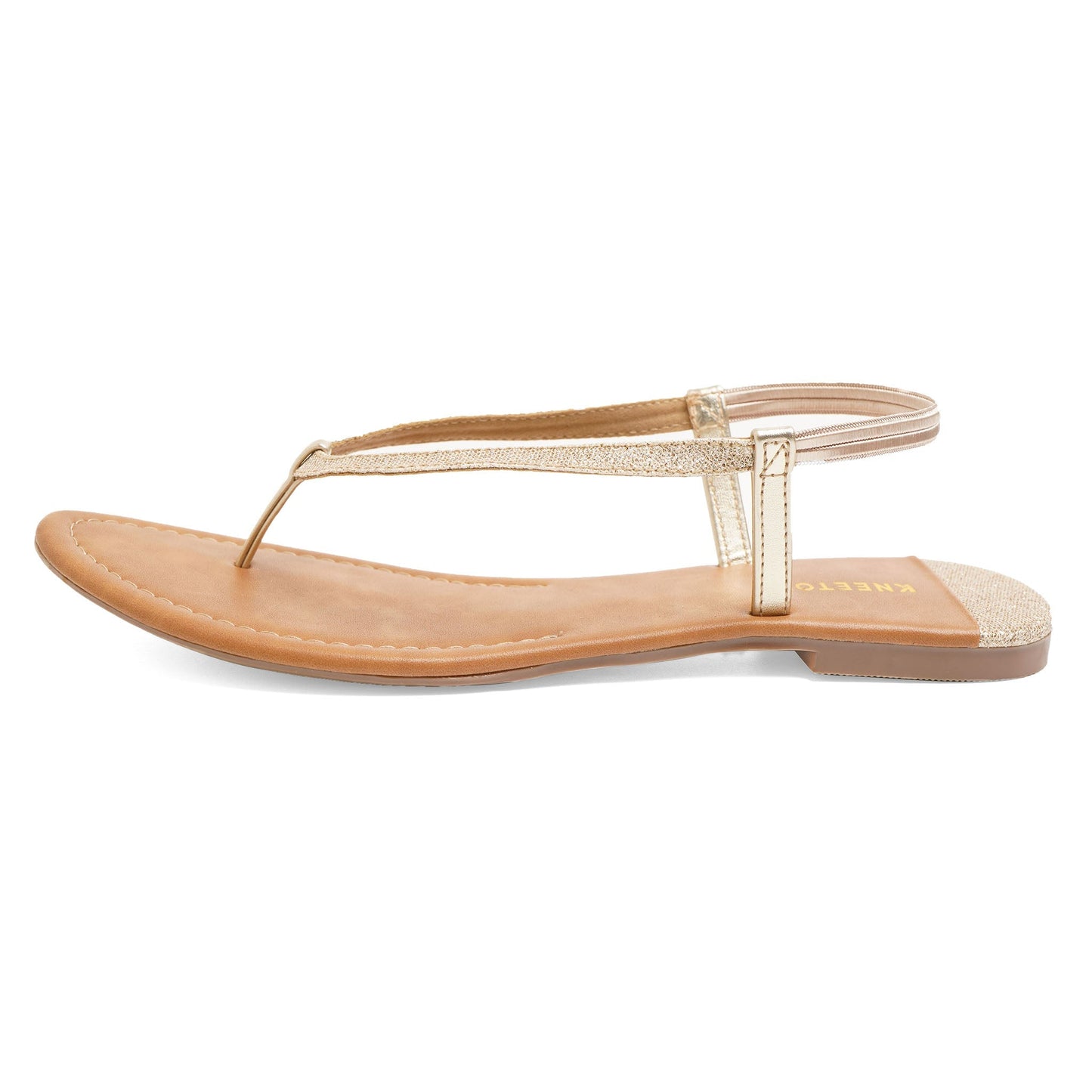 Fashionable Glitter Gold Flat Sandals For Everyday Casuals