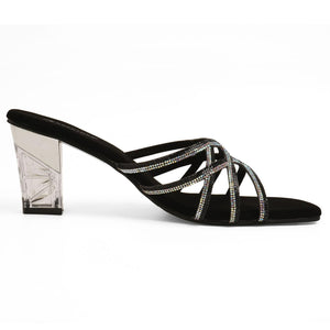 Sparkly Black Criss-Cross Party Sandals