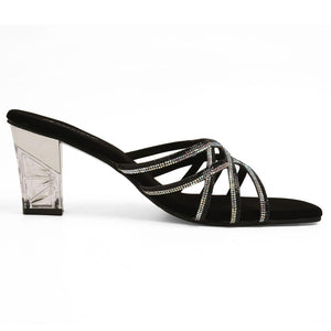 Sparkly Black Criss-Cross Party Sandals