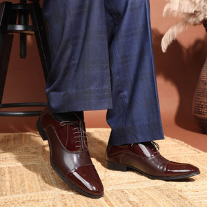Luxe Burgundy Patent Cap-Toe Shoes