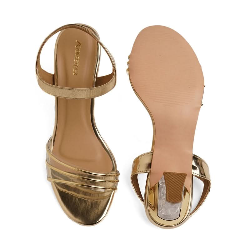 Gold Metallic Glass Shine Heels